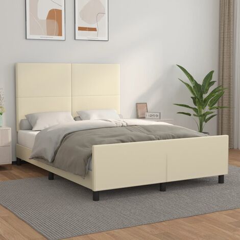 Cadre De Lit Moderne: Double - avec tête de lit - Lit Double adulte - Crème 140x200 cm Similicuir Chic-550437 (1/5)
