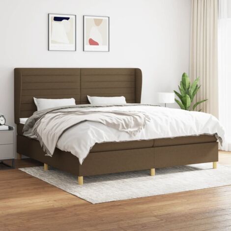Lit à sommier tapissier avec matelas - Cadre De Lit Moderne: King Size - Lit Double - Marron foncé 200x200 cm Chic-130220 (1/5)
