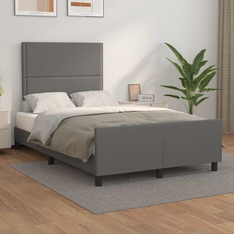 Cadre De Lit Moderne: King Size avec tête de lit - Lit Double - Gris 120x200 cm Similicuir Chic-644662 (1/5)