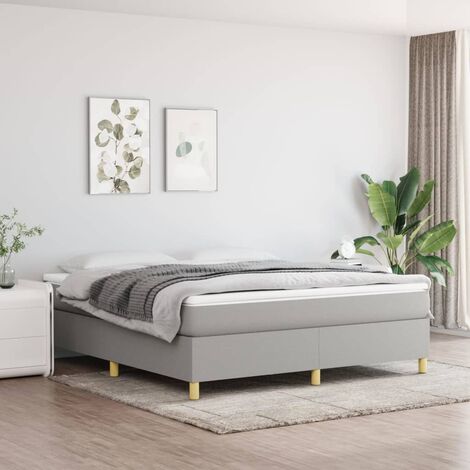 Lit à sommier tapissier avec matelas - Cadre De Lit Moderne: Queen Size - Lit Double - Gris clair 160x200cm Tissu Chic-824403 (1/5)