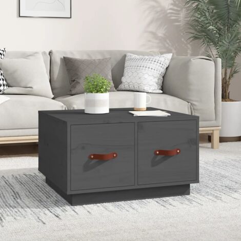 Table basse Contemporain - Bout de canapé Table Café - Gris 60x53x35 cm Bois massif de pin Chic-235340 (1/5)