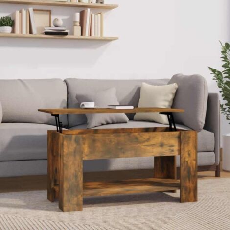 Table basse Contemporain - Bout de canapé Table Café - Chêne fumé 101x49x52 cm Bois d'ingénierie Chic-591434 (1/5)