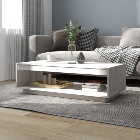 Table basse Contemporain - Bout de canapé Table Café - Blanc 110x50x33,5 cm Bois de pin massif Chic-776505 (1/5)