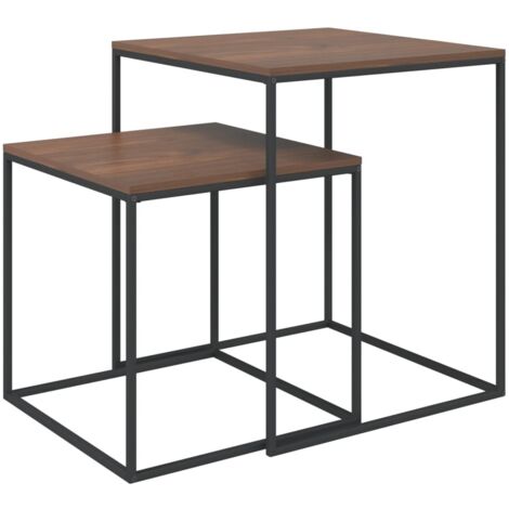 Lot de 2 Table basse de salon, Table Café, Bois d'ingénierie et métal OIB6731E (1/5)