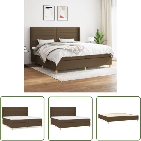 Lit à sommier tapissier avec matelas, Lit adulte pour 2 personnes Assemblage Facile, Marron foncé 200x200 cm OIB8795E (1/5)