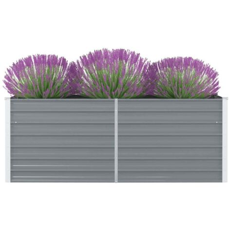 Bac à fleurs - Jardinière pour extérieur/intérieur jardin terrasse balcon - 160 x 80 x 45 cm Acier galvanisé Gris Chic-864853 (1/5)