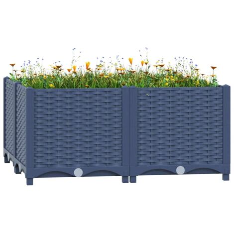 Bac à fleurs - Jardinière pour extérieur/intérieur jardin terrasse balcon - Lit surélevé 80x80x38 cm Polypropylène Chic-427493 (1/5)
