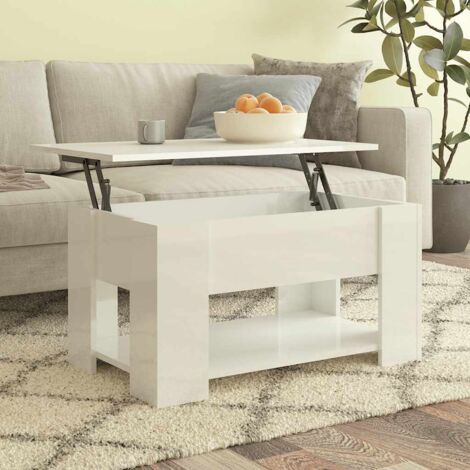 Table basse Contemporain - Bout de canapé Table Café - Blanc brillant 79x49x41 cm Bois d'ingénierie Chic-130074 (1/5)