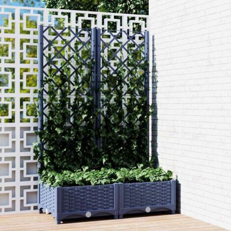 Bac à fleurs - Jardinière pour extérieur/intérieur jardin terrasse balcon - avec treillis Gris foncé 80x40x121,5 cm PP Chic-543985 (1/5)
