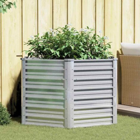 Bac à fleurs - Jardinière pour extérieur/intérieur jardin terrasse balcon - Lit surélevé de jardin 129x77 cm Acier galvanisé Argenté Chic-102391 (1/5)