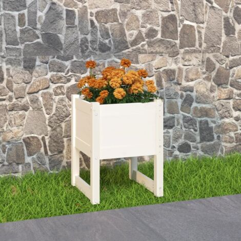 Bac à fleurs - Jardinière pour extérieur/intérieur jardin terrasse balcon - Blanc 40x40x52,5 cm Bois massif de pin Chic-102038 (1/5)
