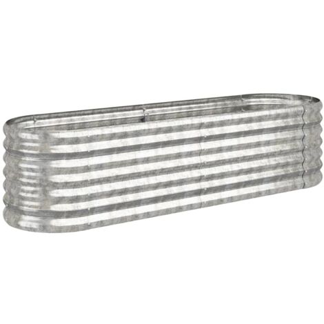 Jardinière, Pot de Fleurs d'extérieur, Acier enduit de poudre 152x40x36 cm Argenté OIB4173E (1/5)
