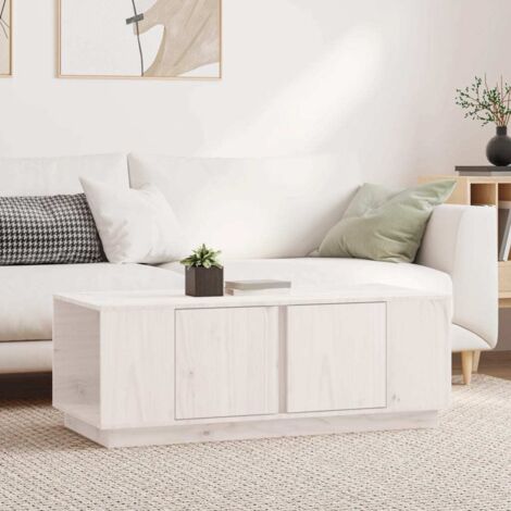 Table basse Contemporain - Bout de canapé Table Café - Blanc 110x50x40 cm Bois massif de pin Chic-641434 (1/5)