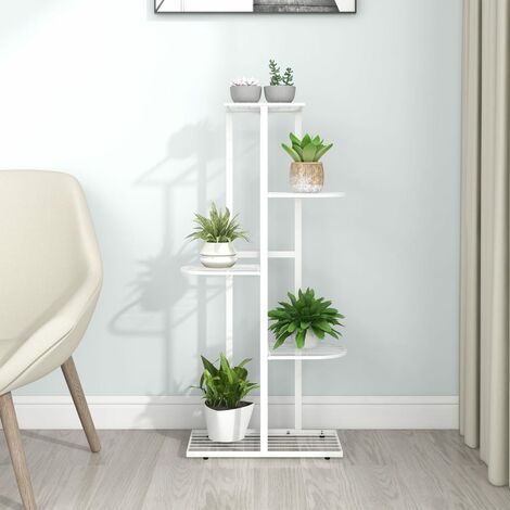 Support pour plantes - Etagères à fleurs - 5 niveaux 43x22x98 cm Blanc Métal Chic-836953 (1/5)