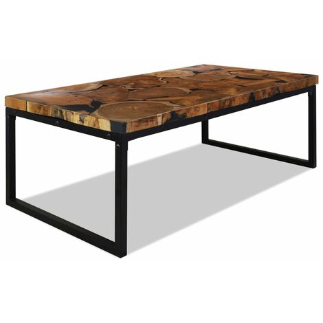 Table basse de salon, Table Café, Teck Résine 110 x 60 x 40 cm OIB6614E (1/5)