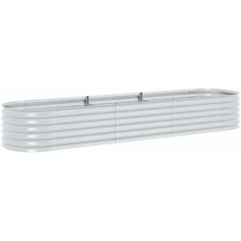 Bac à fleurs - Jardinière pour extérieur/intérieur jardin terrasse balcon - Lit surélevé de jardin 320x80x44 cm Acier galvanisé Argenté Chic-531731 (1/5)