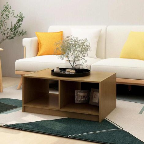 Table basse Contemporain - Bout de canapé Table Café - Marron miel 75x50x33,5 cm Bois de pin massif Chic-359513 (1/5)