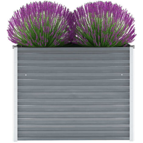 Bac à fleurs - Jardinière pour extérieur/intérieur jardin terrasse balcon - Lit surélevé de jardin Acier galvanisé 100x40x77 cm Gris Chic-839545 (1/5)