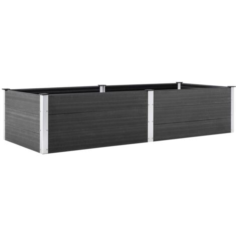 Jardinière, Pot de Fleurs d'extérieur, Lit surélevé de jardin 250x100x54 cm WPC Gris OIB1258E (1/5)