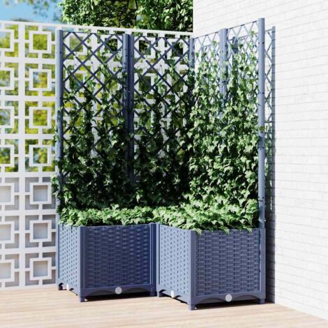 Bac à fleurs - Jardinière pour extérieur/intérieur jardin terrasse balcon - avec treillis Gris foncé 80x80x136 cm PP Chic-548466 (1/5)