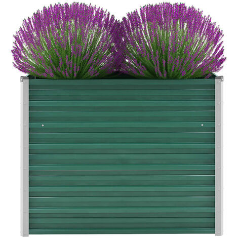 Jardinière, Pot de Fleurs d'extérieur, Lit surélevé de jardin Acier galvanisé 100x40x77 cm Vert OIB1212E (1/5)