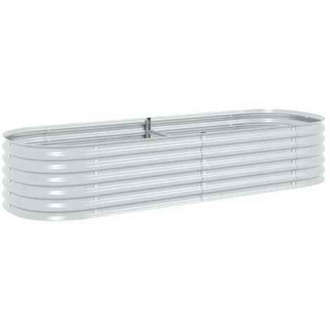 Bac à fleurs - Jardinière pour extérieur/intérieur jardin terrasse balcon - Lit surélevé de jardin 240x80x44 cm Acier galvanisé Argenté Chic-262217 (1/5)