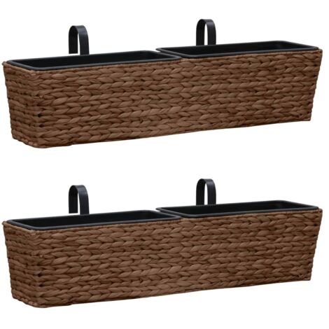 Lot de 2 Bacs à fleurs - Jardinières pour extérieur/intérieur jardin terrasse balcon - Jacinthe d'eau Marron Chic-671920 (1/5)