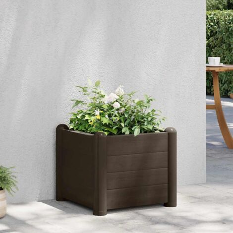 Bac à fleurs - Jardinière pour extérieur/intérieur jardin terrasse balcon - Lit surélevé de jardin PP Moka 43x43x35 cm Chic-714554 (1/5)