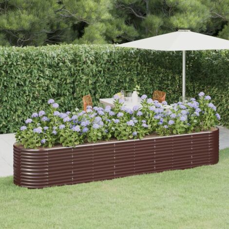 Bac à fleurs - Jardinière pour extérieur/intérieur jardin terrasse balcon - Acier enduit de poudre 368x80x68 cm Marron Chic-305655 (1/5)