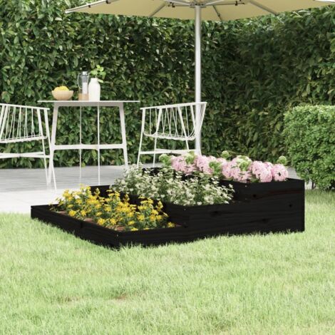 Bac à fleurs - Jardinière pour extérieur/intérieur jardin terrasse balcon - Noir 107x107x27 cm Bois massif de pin Chic-289290 (1/5)