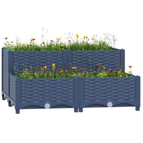 Bac à fleurs - Jardinière pour extérieur/intérieur jardin terrasse balcon - Lit surélevé 80x80x38 cm Polypropylène Chic-403658 (1/5)
