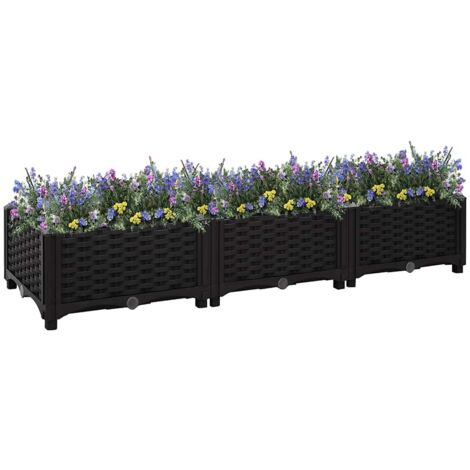 Bac à fleurs - Jardinière pour extérieur/intérieur jardin terrasse balcon - Lit surélevé 120x40x23 cm Polypropylène Chic-390174 (1/5)