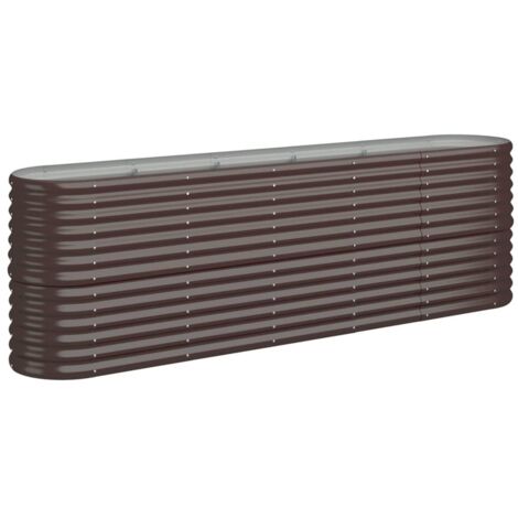 Jardinière, Pot de Fleurs d'extérieur, Acier enduit de poudre 224x40x68 cm Marron OIB6306E (1/5)