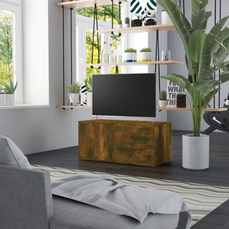 Meuble TV Moderne - Meuble de rangement - Buffet Salon - Chêne fumé 80x34x36 cm Bois d'ingénierie Chic-893224 (1/5)