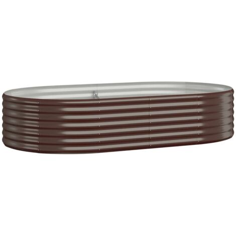 Jardinière, Pot de Fleurs d'extérieur, Acier enduit de poudre 175x100x36cm Marron OIB3807E (1/5)