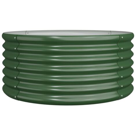 Jardinière, Pot de Fleurs d'extérieur, Acier enduit de poudre 80x80x36 cm Vert OIB4912E (1/4)