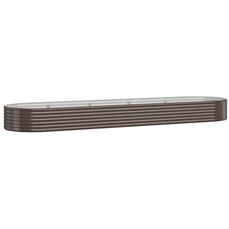 Jardinière - Balconnière à fleurs Acier enduit de poudre 396x100x36cm Marron BV784108 - BonneVie (1/5)