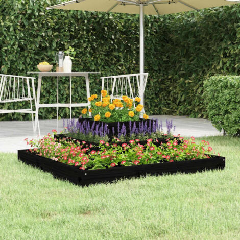 Bac à fleurs - Jardinière pour extérieur/intérieur jardin terrasse balcon - Noir 80x80x27 cm Bois massif de pin Chic-857868 (1/5)
