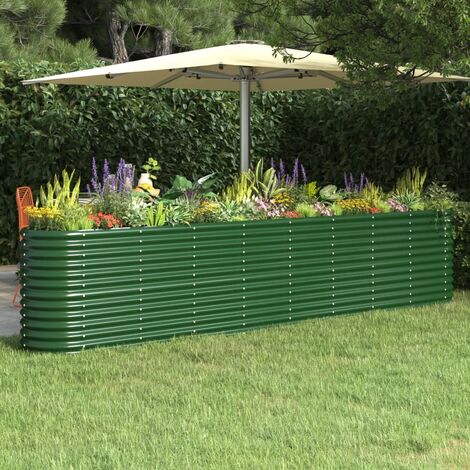 Jardinière, Pot de Fleurs d'extérieur, Acier enduit de poudre 332x40x68 cm Vert OIB7143E (1/5)