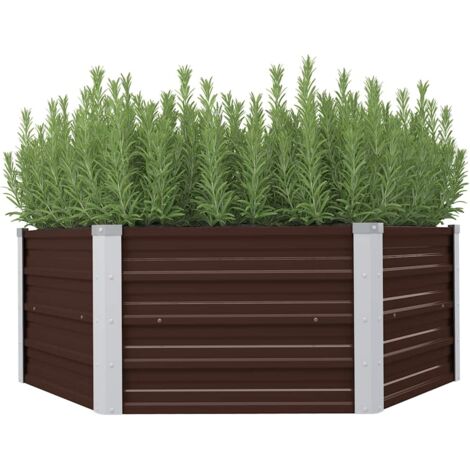Bac à fleurs - Jardinière pour extérieur/intérieur jardin terrasse balcon - Lit surélevé Marron 129x129x46 cm Acier galvanisé Chic-136121 (1/5)