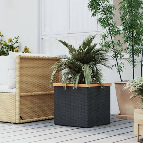 Bac à fleurs - Jardinière pour extérieur/intérieur jardin terrasse balcon - noir 40x40x40 cm résine tressée Chic-690663 (1/5)