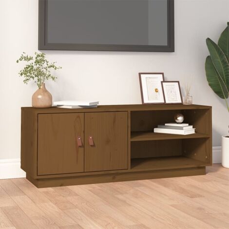 Meuble TV Moderne - Meuble de rangement - Buffet Salon - Marron miel 105x34x40 cm Bois de pin massif Chic-333819 (1/5)