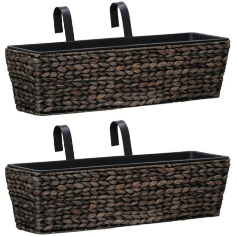 Lot de 2 Bacs à fleurs - Jardinières pour extérieur/intérieur jardin terrasse balcon - Jacinthe d'eau Marron Chic-269817 (1/5)
