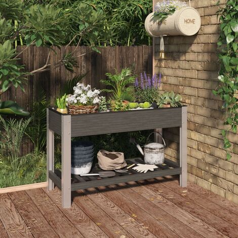 Jardinière de jardin - Balconnière à fleurs de jardin avec étagère Gris 120x50x75 cm WPC BV356965 - BonneVie (1/5)