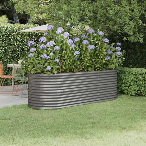 Bac à fleurs - Jardinière pour extérieur/intérieur jardin terrasse balcon - Acier enduit de poudre 224x80x68 cm Gris Chic-829305 (1/5)