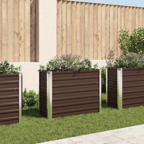 Bac à fleurs - Jardinière pour extérieur/intérieur jardin terrasse balcon - Lit surélevé de jardin Marron 100x40x77 cm Acier galvanisé Chic-872642 (1/5)