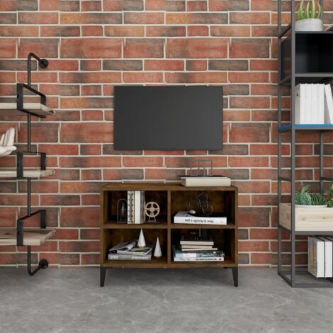 Meuble TV Moderne - Meuble de rangement - Buffet Salon - avec pieds en métal Chêne fumé 69,5x30x50 cm Chic-852991 (1/5)