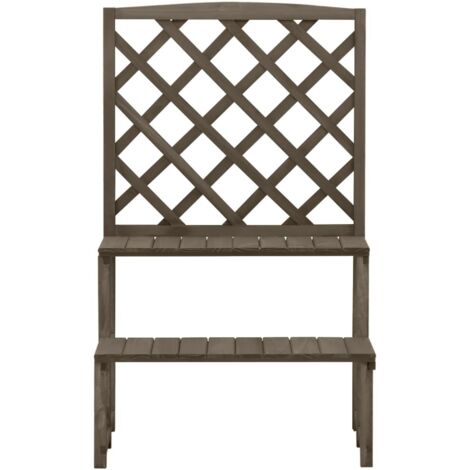 Étagère à plantes et treillis Meuble Support Plante - Gris 70x42x115 cm Bois de sapin BV195721 - BonneVie (1/5)