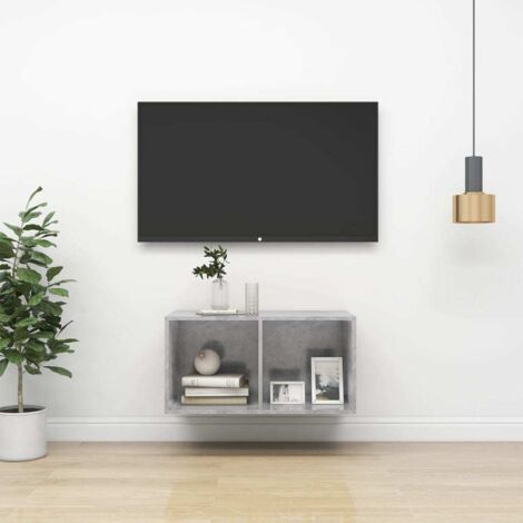 Meuble TV mural Moderne - Meuble de rangement - Buffet Salon - Gris béton 37x37x72 cm Aggloméré Chic-538856 (1/5)