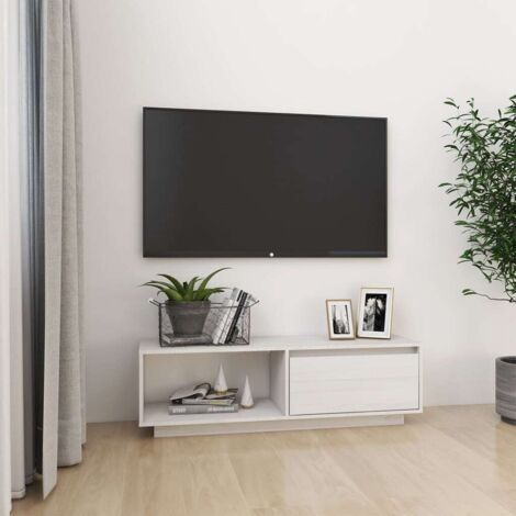 Meuble TV Moderne - Meuble de rangement - Buffet Salon - Blanc 110x30x33,5 cm Bois de pin massif Chic-559338 (1/5)